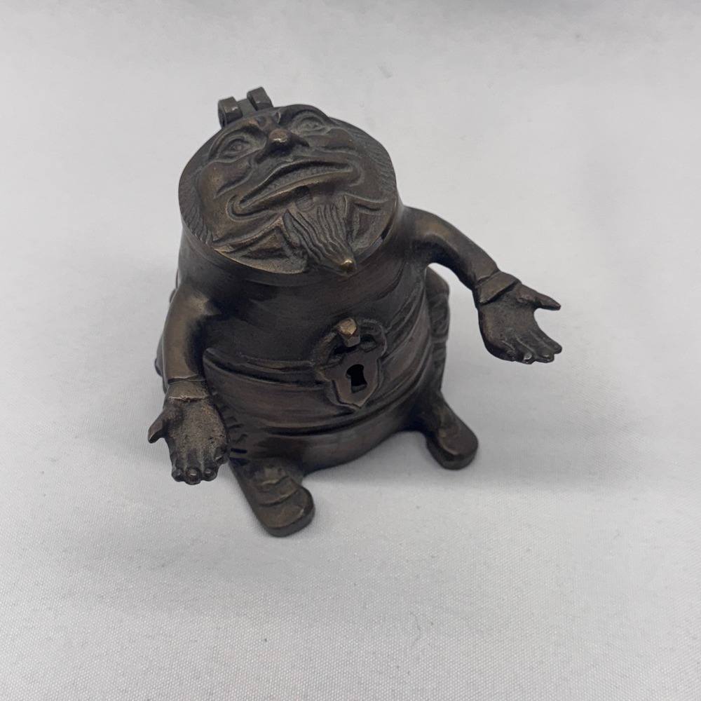 Levenger Brass Inkwell Character OS Bronze Whimsical Curio Dark Academia Decor
